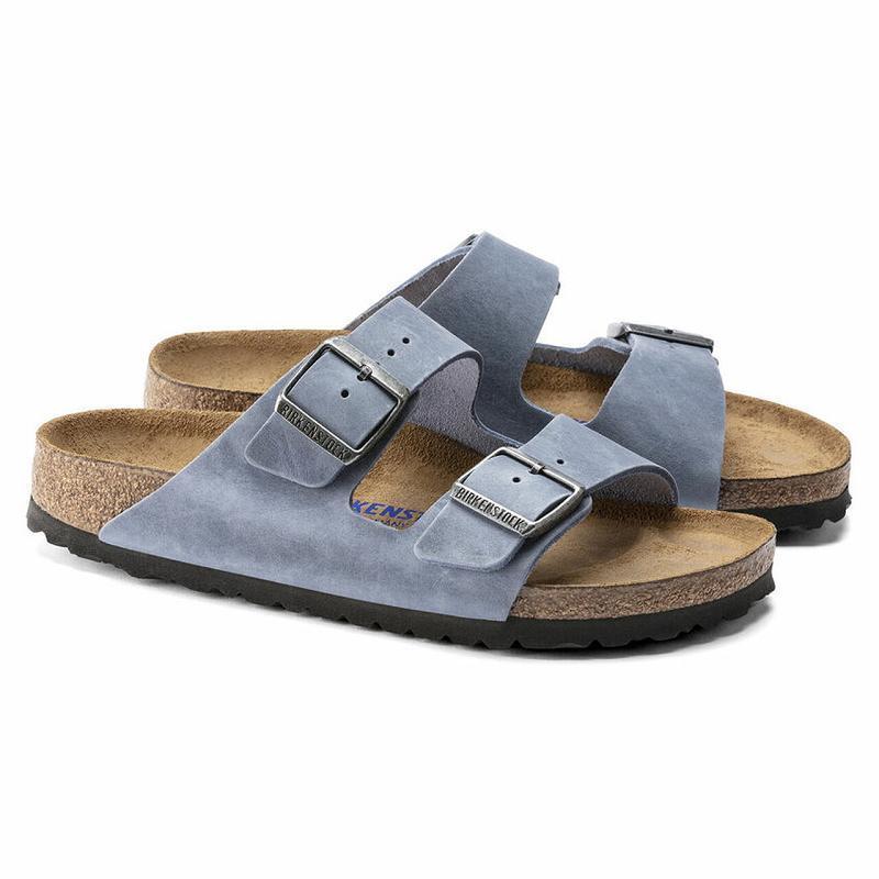 Birkenstock Soft Footbed Oiled Læder Arizona Dame Blå | DK 72LIS